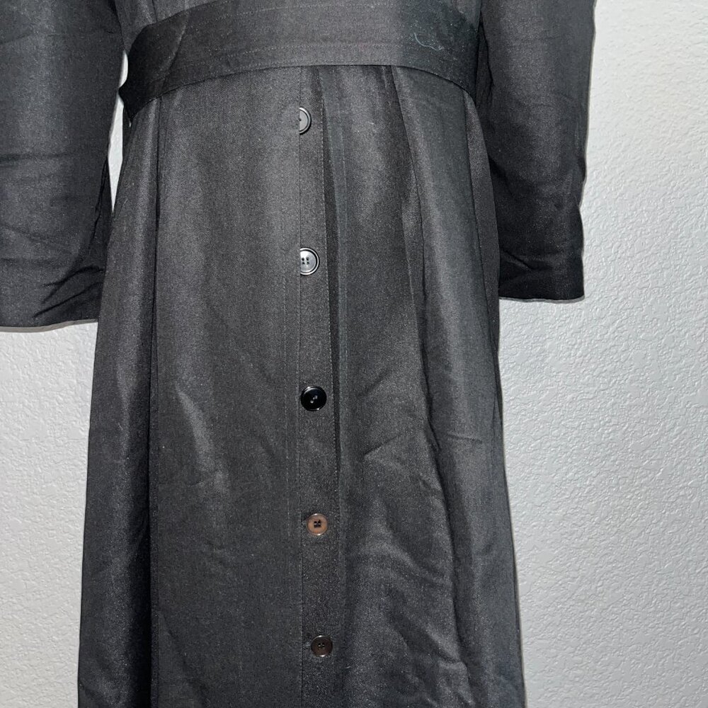 VINTAGE 80'S MONDI LONG BLACK DUSTER TRENCH COAT - MADE IN W. GERMANY - EUC - 36 - Picture 10 of 14